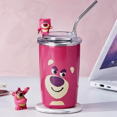 Picture of Kawaii Sippy Cup Anime Figure Hello Kitty Good Looking Doll 450Ml Straight Drink Insulation Cooler Car Girls Cup with stainless steel straw-design-3