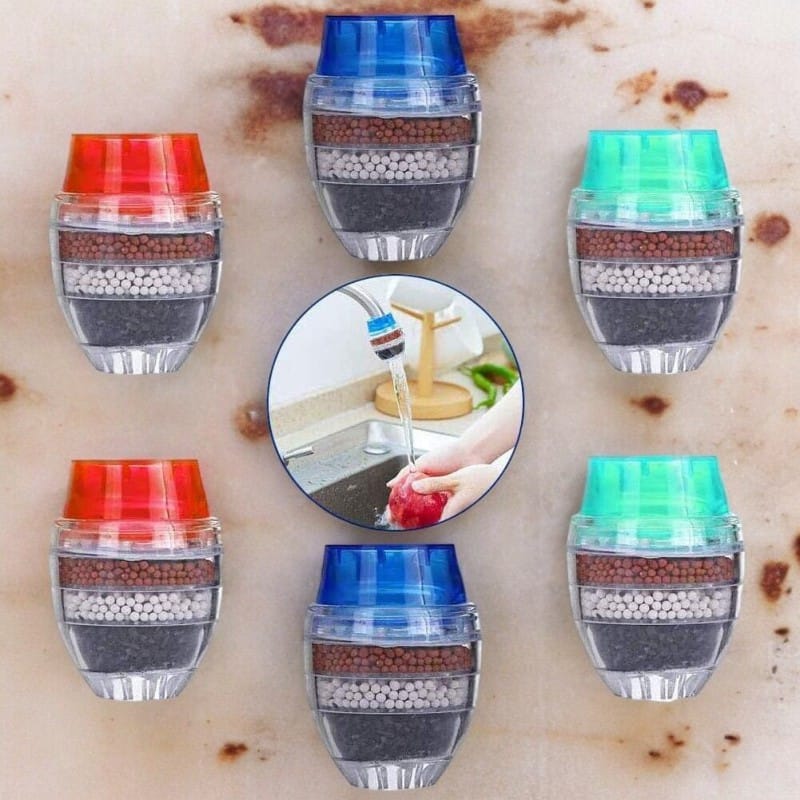 Picture of Mini Home Coconut Activated Carbon Filter - 6 Pcs Round Tap Water Filters for Kitchen-Multicolor