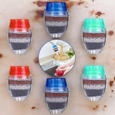 Picture of Mini Home Coconut Activated Carbon Filter - 6 Pcs Round Tap Water Filters for Kitchen-Multicolor