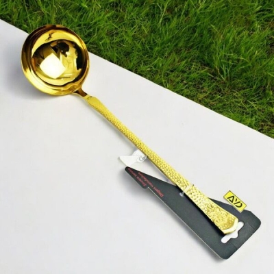 Picture of 11.5 Inch Non-Magnetic Golden Soup Spoon - Stainless Steel, Mirror Polish, Perfect for Cooking and Serving, Single Piece-Gold
