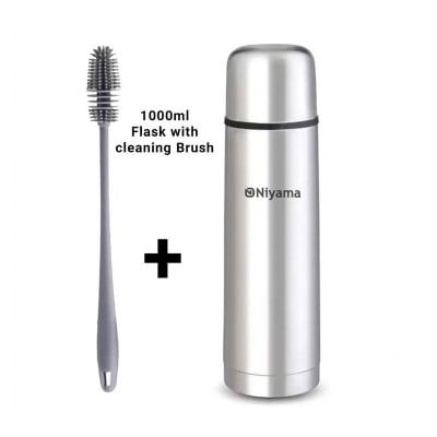 Picture of Stainless steel 1000ml Bullet Vacuum Thermos Flask hot and cool with a cleaning Brush-Silver