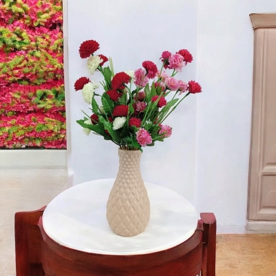 Picture of 40-50 Heads Multicolor Silk Artificial Flowers with Vase - 2 Sticks, 40cm Long, Plastic and Fabric - Ideal for Home, Restaurant, Wedding, Festival Decor-Multicolor