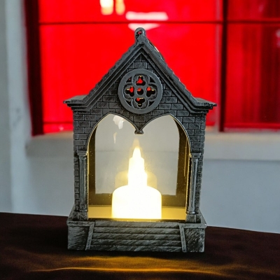 Picture of "Decorative LED Lantern - 15cm Flickering Flame Rustic Candle Lamp | Battery-Powered Multi-Color ABS Plastic for Home Decor and Ramadan Kareem Centerpiece"-Multicolor