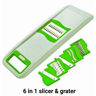 Picture of 6 in 1 multipurpose slicer & grater vegetable & fruit slicer, potato chips cutter-White