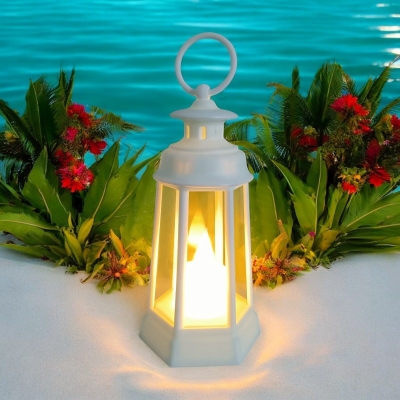 Picture of "Flameless LED Lantern - 17cm Multi-Color Decorative Candle Lamp for Ramadan Kareem and Room Lighting | Battery-Powered ABS Plastic"-Multicolor