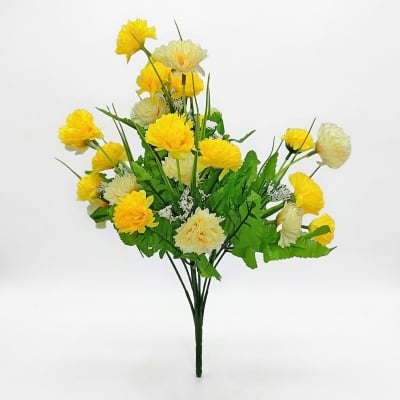 Picture of Multicolor 20-28 Heads color Home Decoration Color Beauty Silk Artificial Flowers stick Fake Flower Especial for Wedding and Festival Decoration-Yellow