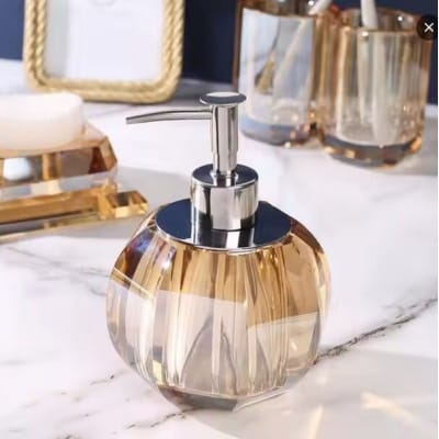 Picture of Crystal light luxury bathroom decoration hand washing body soap bottle shampoo water filling empty bottle tray aromatherapy set-Gold