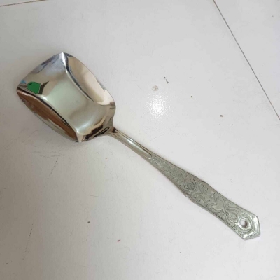 Picture of Rosy Kitchen Spoon: Stainless Steel, 10 Inch Solid Turner Spoon. Silver with Mirror Polish Finish, Designed for Cooking and Serving. Durable and Versatile for Kitchen Use.-Silver