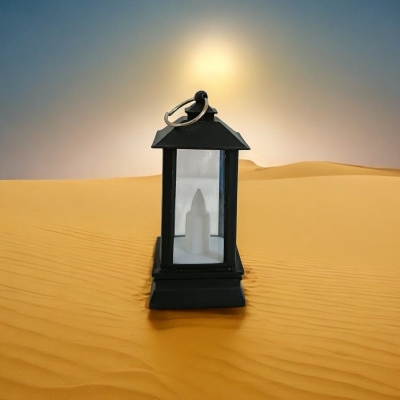 Picture of "9cm Multi-Color LED Retro Hanging Lantern - Portable ABS Plastic Light for Outdoor, Garden, and Ramadan Table Decoration | Battery-Powered Lantern for Room and LED Lighting"-Multicolor