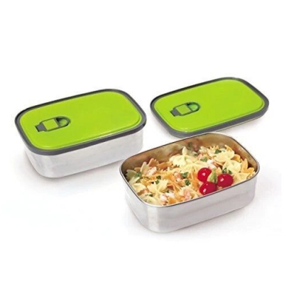 Picture of 1 pcs 1.1L Rectangle Stainless Steel Food Container lunch box for outdoor-Silver