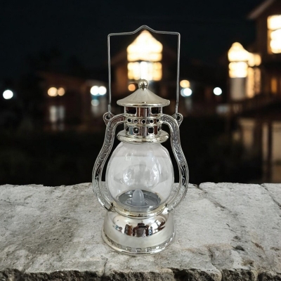 Picture of "14.5cm LED Retro Hanging Lantern - Multi-Color ABS Plastic for Outdoor and Garden Decor | Battery-Powered Lantern Light for Ramadan Table and Room Decoration"-Multicolor
