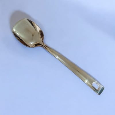 Picture of 10 Inch Stainless Steel Solid Turner Spoon, Silver Finish, Mirror Polish, Non-Magnetic. Perfect for Cooking and Serving, Combines Durability with Elegant Design for Easy Kitchen Use.-Silver