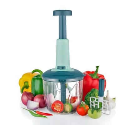 Picture of Refined Taste - Push Chopper Plastic Vegetable Chopper Cutter, Vegetable Push Chopper for Kitchen, 3 Sharp Stainless Steel Blades,-Multicolor