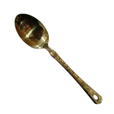Picture of Golden 10-Inch Stainless Steel Long Carry Spoon – Cooking & Serving – Mirror Polish, Laser-Printed Handle – 1 Piece-Gold
