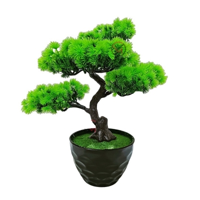 Picture of Artificial Bonsai Tree Plant with min square top Plants Indoor Artificial Greenery Bonsai Trees Office Room Desktop Decor-Green