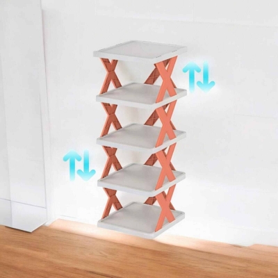 Picture of 5-Tier Adjustable Folding Shoe Rack: Multi-Layer Plastic Organizer for Bedrooms and Garages-Multicolor