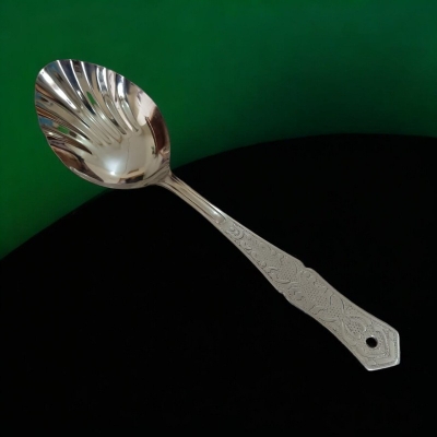Picture of Rosy Kitchen Spoon: Stainless Steel, 10 Inch Serving Spoon. Silver with Mirror Polish Finish, Designed for Cooking and Serving. Elegant and Versatile for Kitchen Use.-Silver