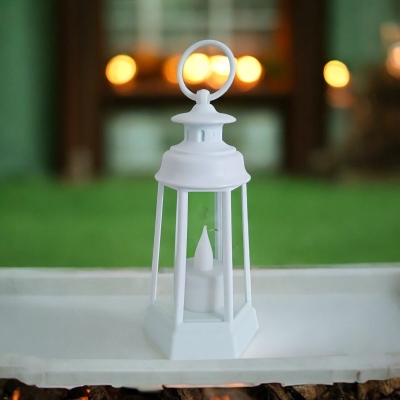 Picture of "17cm Decorative Lantern with Flameless LED Candle Light - Multi-Color ABS Plastic Candle Lamp for Ramadan and Room Decor | Battery-Powered Warm Light Lantern"-Multicolor