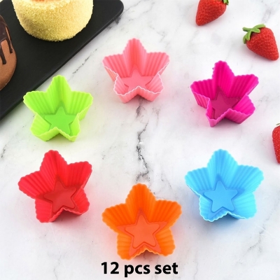 Picture of 6Pcs Star Silicone Mold Heart Cupcake Soap Silicone Cake Mold Muffin Baking Mold Tools Bakery Pastry Tools Bakeware Kitchen-Multicolor
