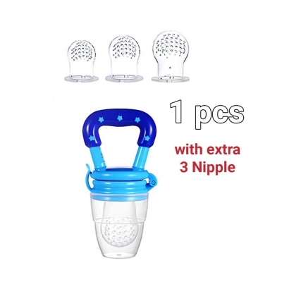 Picture of New Baby Food Feeder Soother Tether for Eating Fresh Fruit Vegetables Meat (Extra 3 Nipple)-Multicolor