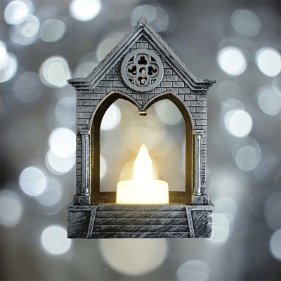 Picture of "Rustic 15cm LED Lantern - Flickering Flame Candle Lamp | Battery Operated Multi-Color ABS Plastic for Table Centerpiece and Ramadan Kareem Decor"-Multicolor