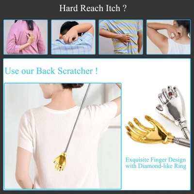 Picture of 1 pcs Telescopic Back Scratcher Extendable Handle, Portable Stainless Steel Hand Massage Tool, Extends from 8.66 to 23.23 inches-Multicolor