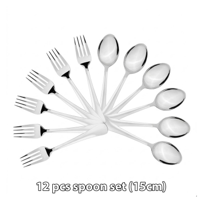 Picture of 12pcs Stainless Steel  Spoons Mini Coffee Teab & fork spoon 15cm-Silver