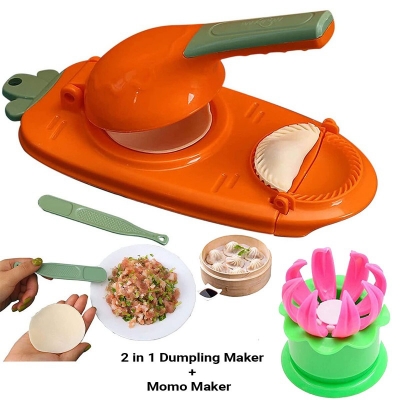 Picture of 2 In 1 Dumpling Maker Artifact -Portable Dumpling Wrappers Maker and Press Dumpling Skin Machine - Multi-function DIY Manual Empanada maker press Molds Set 1 pcs + 1 pcs momo maker-Multicolor