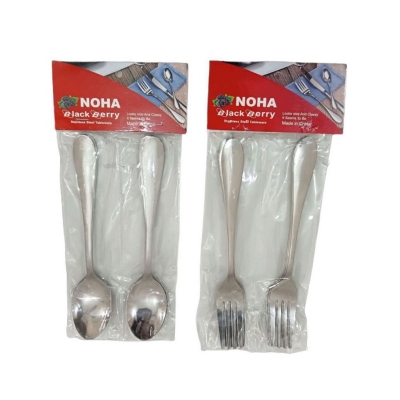 Picture of 12 pcs stainless steel spoon 6 pcs tea and 6 pcs fork spoon silver colour-Silver