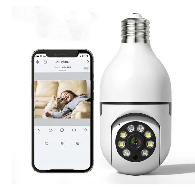 Picture of E27 Light Bulb Security Camera 360° Panoramic IP Camera Wireless Home Surveillance Cameras Human Motion Detection-White