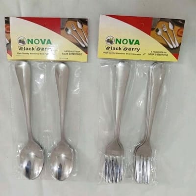 Picture of NOVA 12 PCS STAINLESS STEEL SPOON SET 6 PCS TEA SPOON AND 6 PCS FORK SPOON SILVER COLOUR-Silver