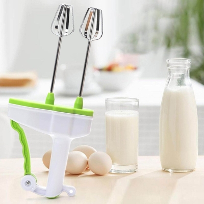 Picture of Egg Beater, Stainless Steel Egg Beater, Portable Egg Scrambler with Non Slip Handle, Mixing Utensil for Eggs, Hand Held Compact Egg Beater, Manual Egg Beater for Blending Beating-White