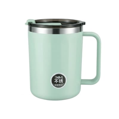 Picture of Arham Thermos Stainless Steel Vacuum for hot and Cold Beverages with Lid Handle (400 ml) (Blue) Stainless Steel Coffee Mug  (400 ml)-Green