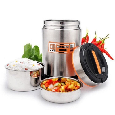 Picture of 1 pcs Multifunctional Stainless Steel Heat Preservation Portable Pot lunch box-Silver