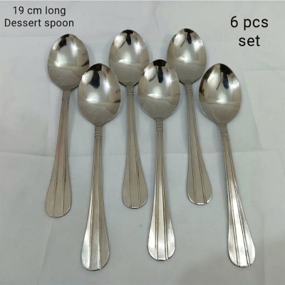 Picture of Lionel 6 pcs stainless steel Dessert spoon silver color best for tableware line design 19 cm long-Silver
