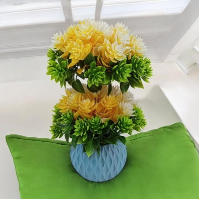 Picture of Decorate your home, hotel, or office with this 27cm Artificial Flower Plant with White Pot. Made of durable multicolor plastic, it's a perfect decorative piece. Quantity: 1 pcs.-Multicolor