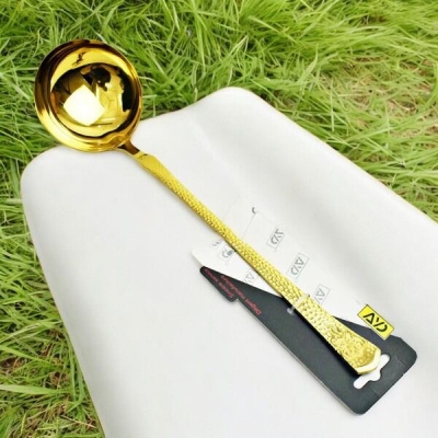 Picture of 11.5 Inch Golden Soup Serving Spoon - Stainless Steel, Mirror Polish, Non-Magnetic, Ideal for Cooking and Serving, Single Piece-Gold