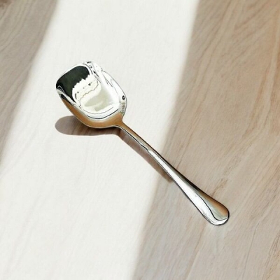 Picture of 12 Inch Silver Rice Spoon - Stainless Steel with Mirror Polish, Square Shape, Non-Magnetic, Golden Design, Ideal for Cooking and Serving, Elegant and Durable, Perfect for Both Home and Professional Kitchens, Single Piece-Silver