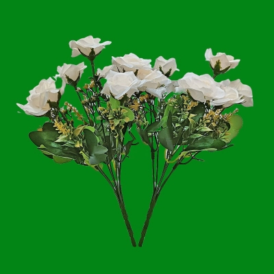Picture of 2pc artificial Rose Simulated Rose & Chamomile & Mixed Flowers Bouquet For Birthday Wedding Party, Home & Garden Decoration White-White