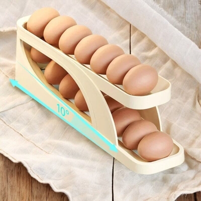 Picture of Rolling Egg Dispenser - 1 pcs, Food Grade Plastic, 14-15 Capacity, Automatic Sliding Spiral Holder-Multicolor