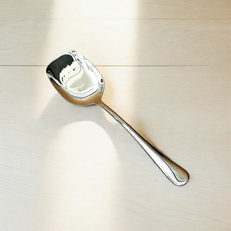 Picture of 12 Inch Silver Rice Spoon - Stainless Steel with Mirror Polish, Square Shape, Non-Magnetic, Golden Design, Ideal for Cooking and Serving, Elegant and Durable, Perfect for Both Home and Professional Kitchens, Single Piece-Silver