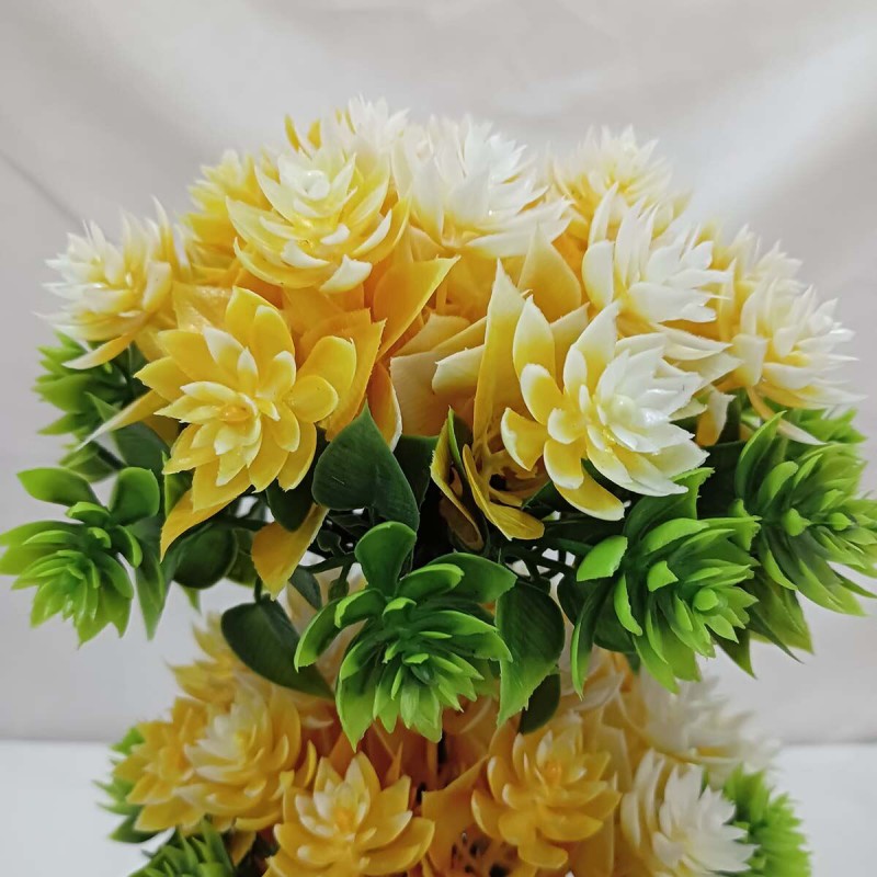 Picture of Decorate your home, hotel, or office with this 27cm Artificial Flower Plant with White Pot. Made of durable multicolor plastic, it's a perfect decorative piece. Quantity: 1 pcs.-Multicolor
