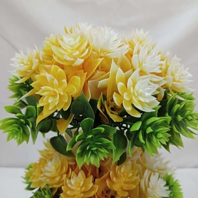 Picture of Decorate your home, hotel, or office with this 27cm Artificial Flower Plant with White Pot. Made of durable multicolor plastic, it's a perfect decorative piece. Quantity: 1 pcs.-Multicolor