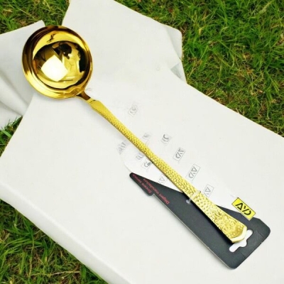 Picture of 11.5 Inch Golden Soup Serving Spoon - Stainless Steel, Mirror Polish, Non-Magnetic, Ideal for Cooking and Serving, Single Piece-Gold