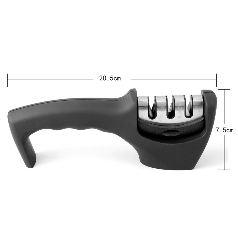 Picture of Manual 3 Stage Knife Sharpener Tool Advanced Knife Sharpener for Kitchen Knife Sharpener Rod Knife Sharpner Knives Sharpening Tool for Steel Knives-Black