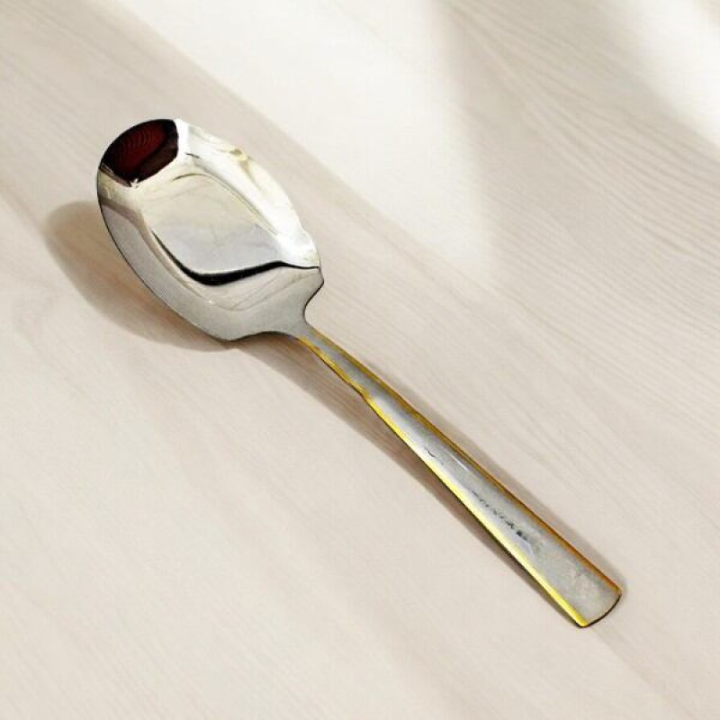 Picture of Silver 12 Inch Rice Spoon - Stainless Steel, Mirror Polish, Golden Design, Non-Magnetic, Ideal for Cooking and Serving-Silver