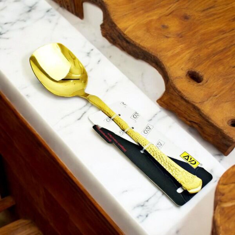 Picture of Elegant 10 Inch Curry Serving Spoon - Golden Finish, Stainless Steel, Non-Magnetic, Mirror Polish, Ideal for Cooking and Serving-Gold