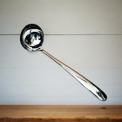 Picture of Big 10 Inch Soup/Dal Spoon - Stainless Steel, Mirror Polish, Silver Color, Perfect for Cooking and Serving, Sleek Design-Silver