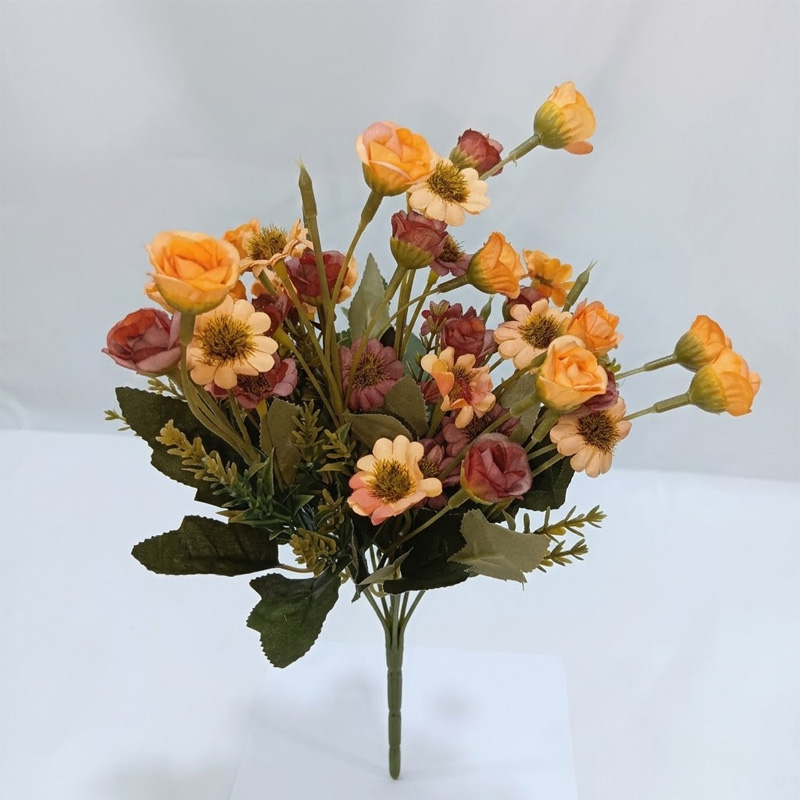 Picture of 2Pc Small Artificial Flower  stick Home Wedding Decor, Make Your Life be Full of Beautiful Vitality, Good Memories Light Champagne yellow-Yellow