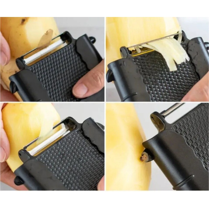 Picture of Three-in-one Multifunctional Fruit Peeling Rotary Peeler Household Fruit And Vegetable Peeler Grater Plane-Black